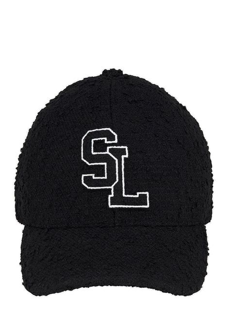 Saint Laurent SL Logo Tweed Baseball Cap 